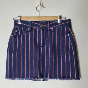 American Eagle Blue & Red striped denim skirt in Excellent used condition
